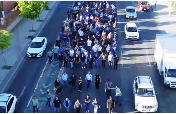 RECORRIDO DE AGREMIADOS DEL SUTSMH PARA ENTREGA DE PLIEGO PETITORIO DEL CONVENIO COLECTIVO DE TRABAJO