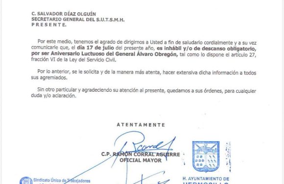 AVISO DEL DIA INHÁBIL 17 DE JULIO DE 2026