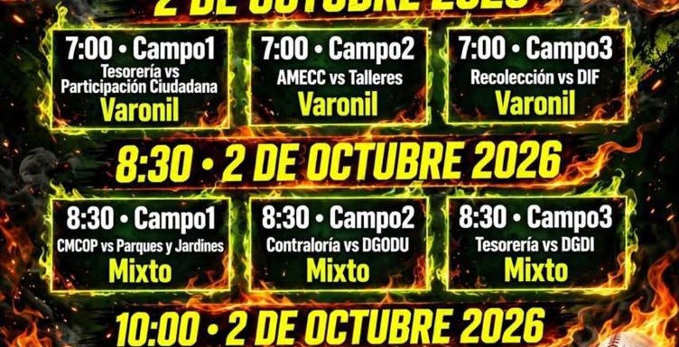 ROL DE JUEGOS 02 Y 05 DE OCTUBRE DE 2026 DEL TORNERO RECREATIVO SUTSMH 2026